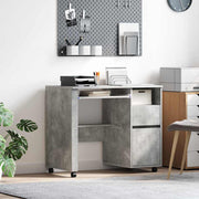 Bureau met wielen beton grijs 91x50x77 cm