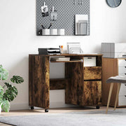 Bureau met wielen 91x50x77 cm gerookt eiken