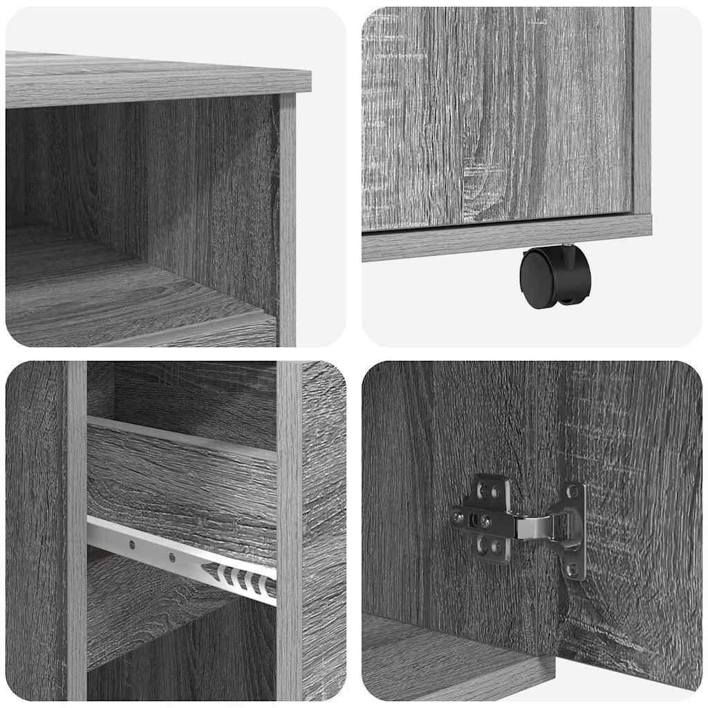 Bureau met Wielen Grijs Sonoma 91 x 50 x 77 cm Bewerkt hout