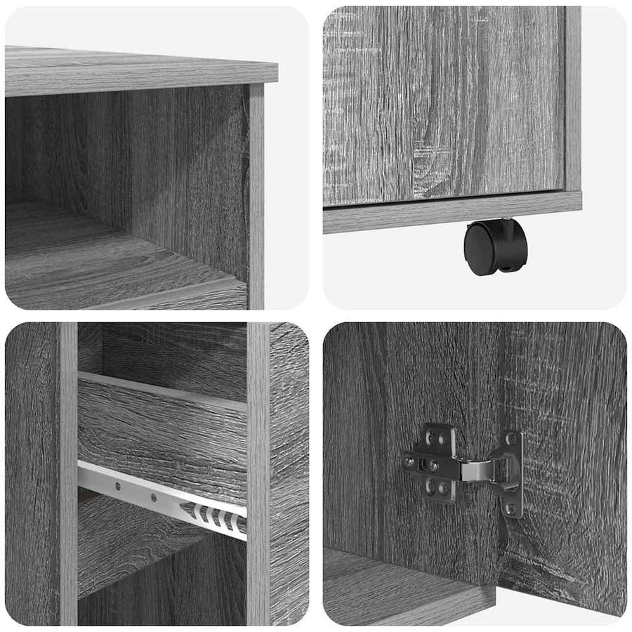 Bureau met Wielen Grijs Sonoma 91 x 50 x 77 cm Bewerkt hout