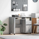 Bureau met wielen 91x50x77 cm grijs bewerkt hout