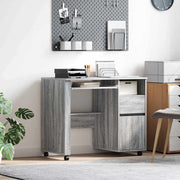 Bureau met wielen 91x50x77 cm grijs bewerkt hout