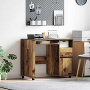 Bureau met wielen 91x50x77 cm oud hout