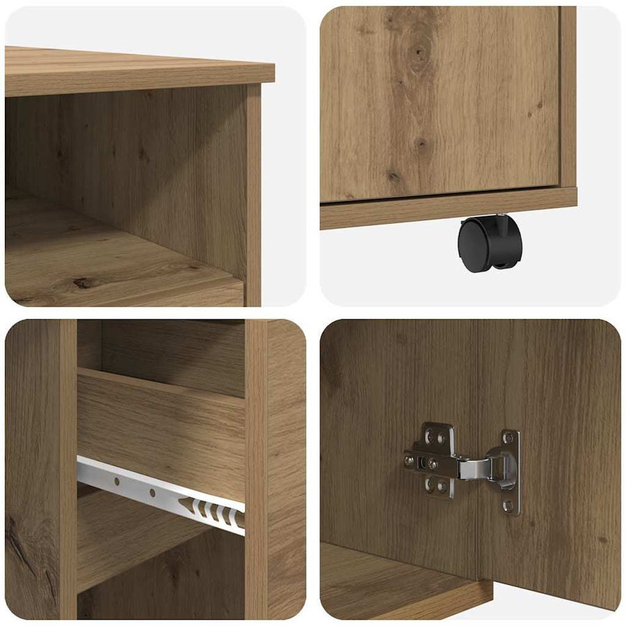 Bureau met Wielen Artisan Eiken 91 x 50 x 77 cm Bewerkt hout