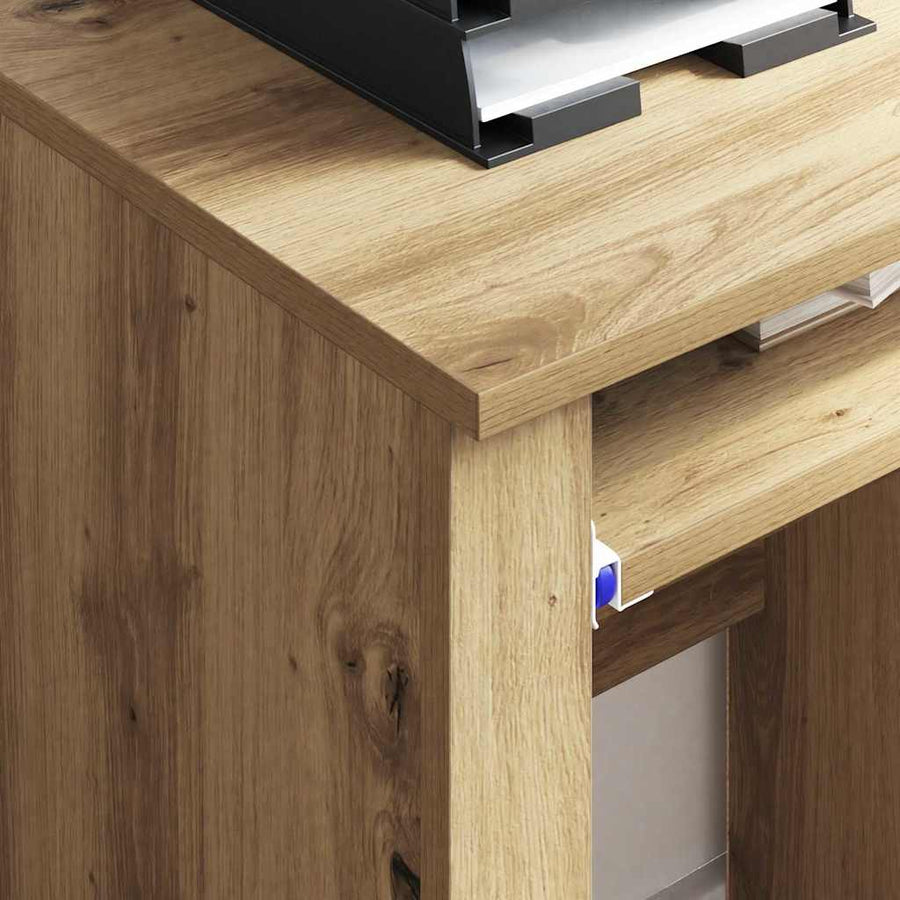 Bureau met Wielen Artisan Eiken 91 x 50 x 77 cm Bewerkt hout