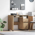 Bureau met wielen 91x50x77 cm artisan eiken