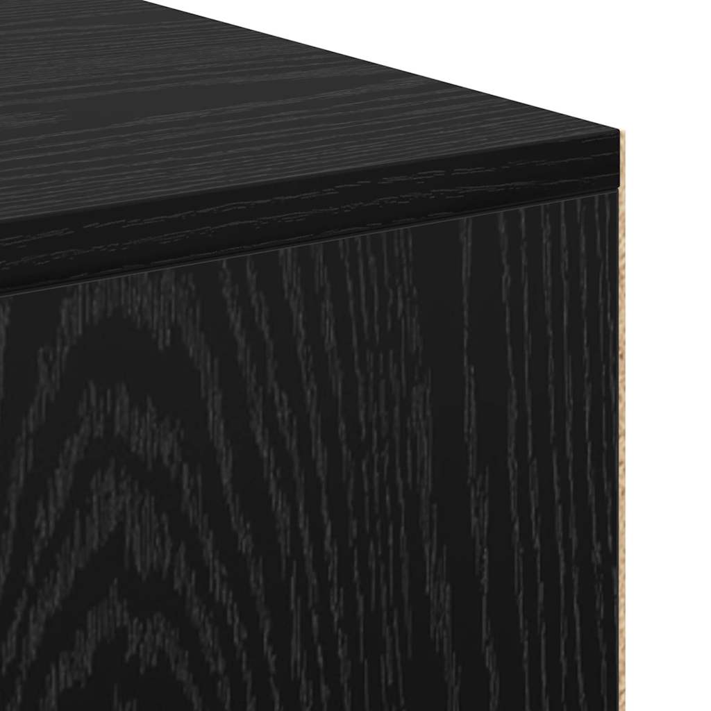 Bureau met plank Zwart Eiken 102 x 50 x 75 cm Bewerkt hout