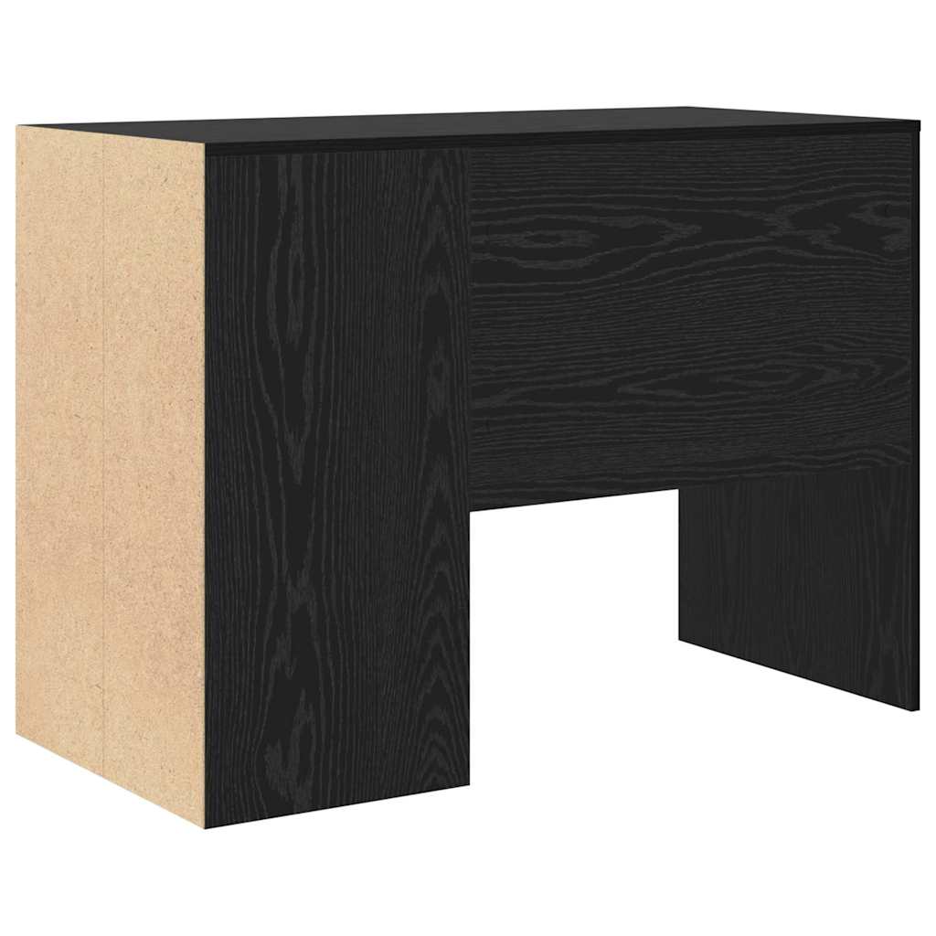Bureau met plank Zwart Eiken 102 x 50 x 75 cm Bewerkt hout