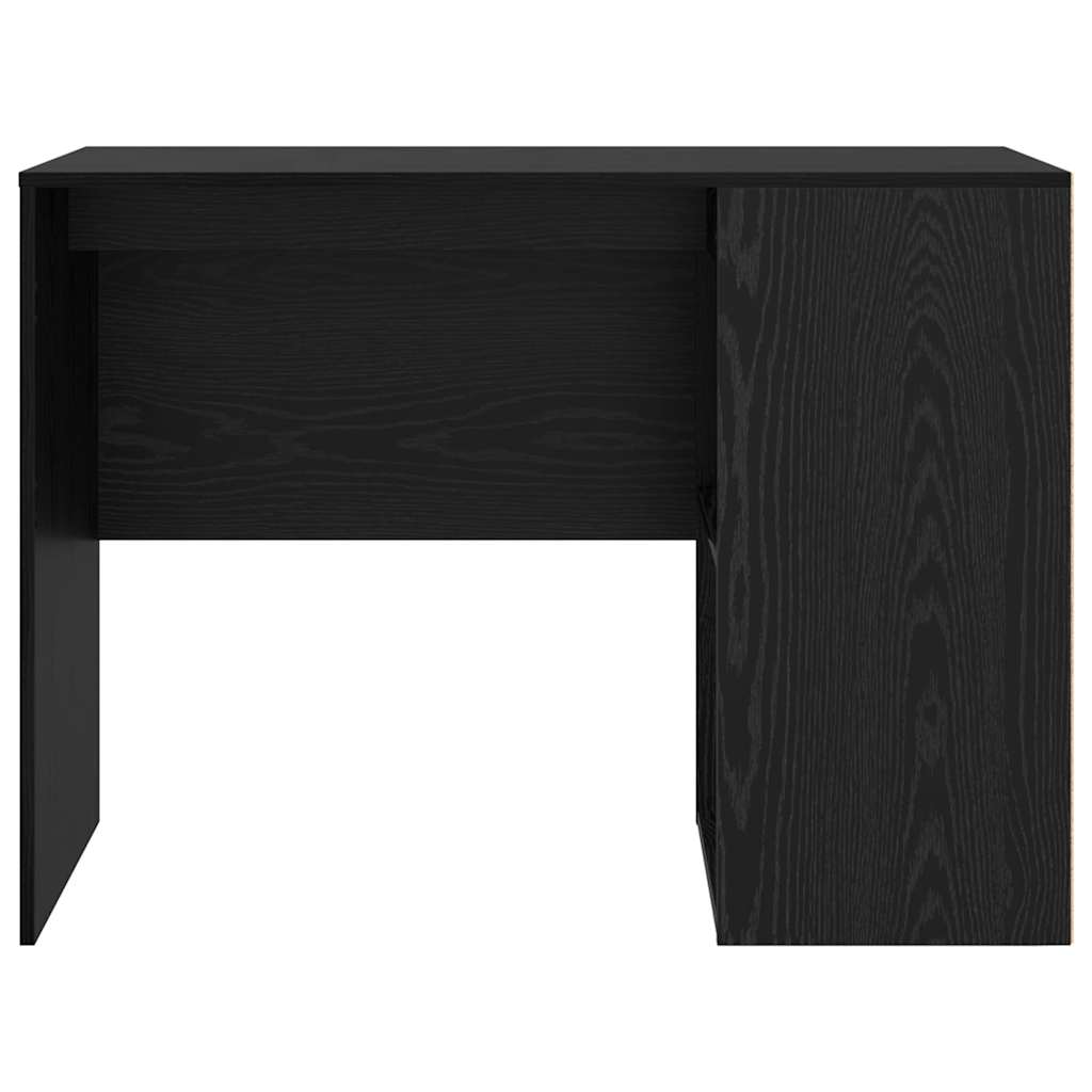 Bureau met plank Zwart Eiken 102 x 50 x 75 cm Bewerkt hout