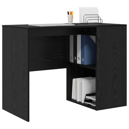Bureau met plank Zwart Eiken 102 x 50 x 75 cm Bewerkt hout