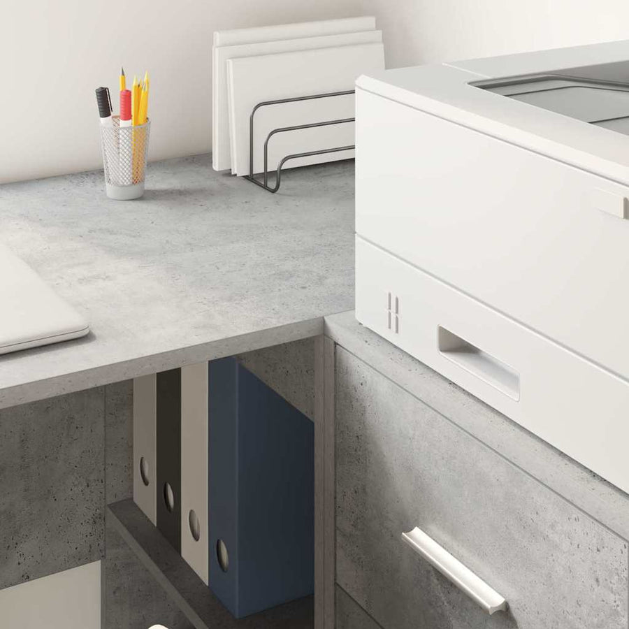 Bureau met plank Beton Grijs 102 x 50 x 75 cm Bewerkt hout