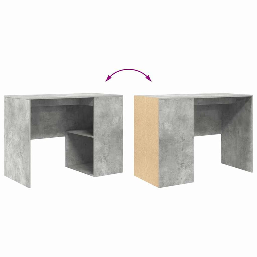 Bureau met plank Beton Grijs 102 x 50 x 75 cm Bewerkt hout