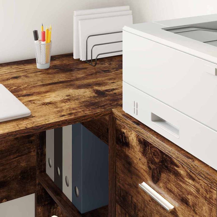 Bureau met plank Gerookt eiken 102 x 50 x 75 cm Bewerkt hout
