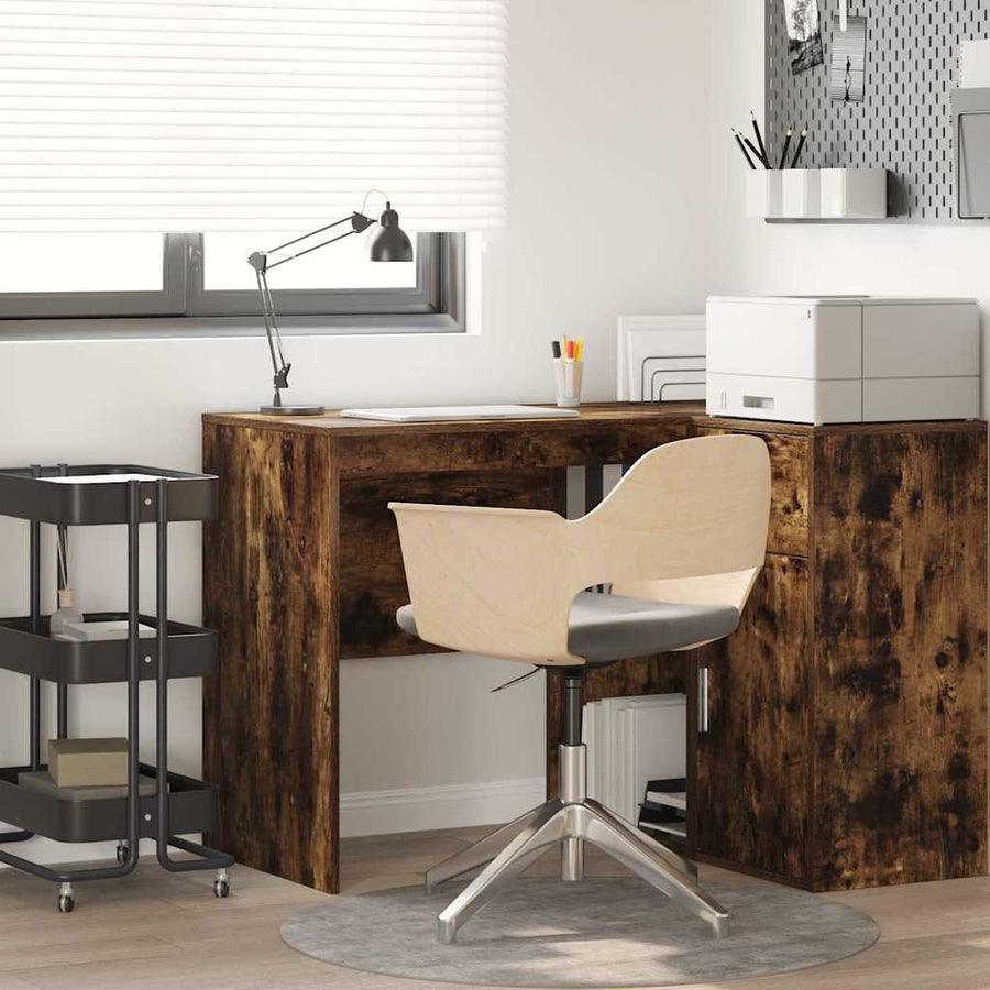 Bureau met plank Gerookt eiken 102 x 50 x 75 cm Bewerkt hout