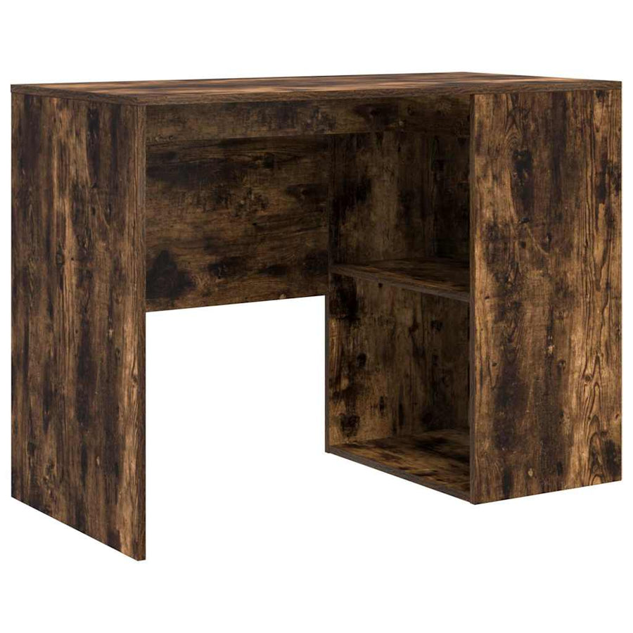 Bureau met plank Gerookt eiken 102 x 50 x 75 cm Bewerkt hout