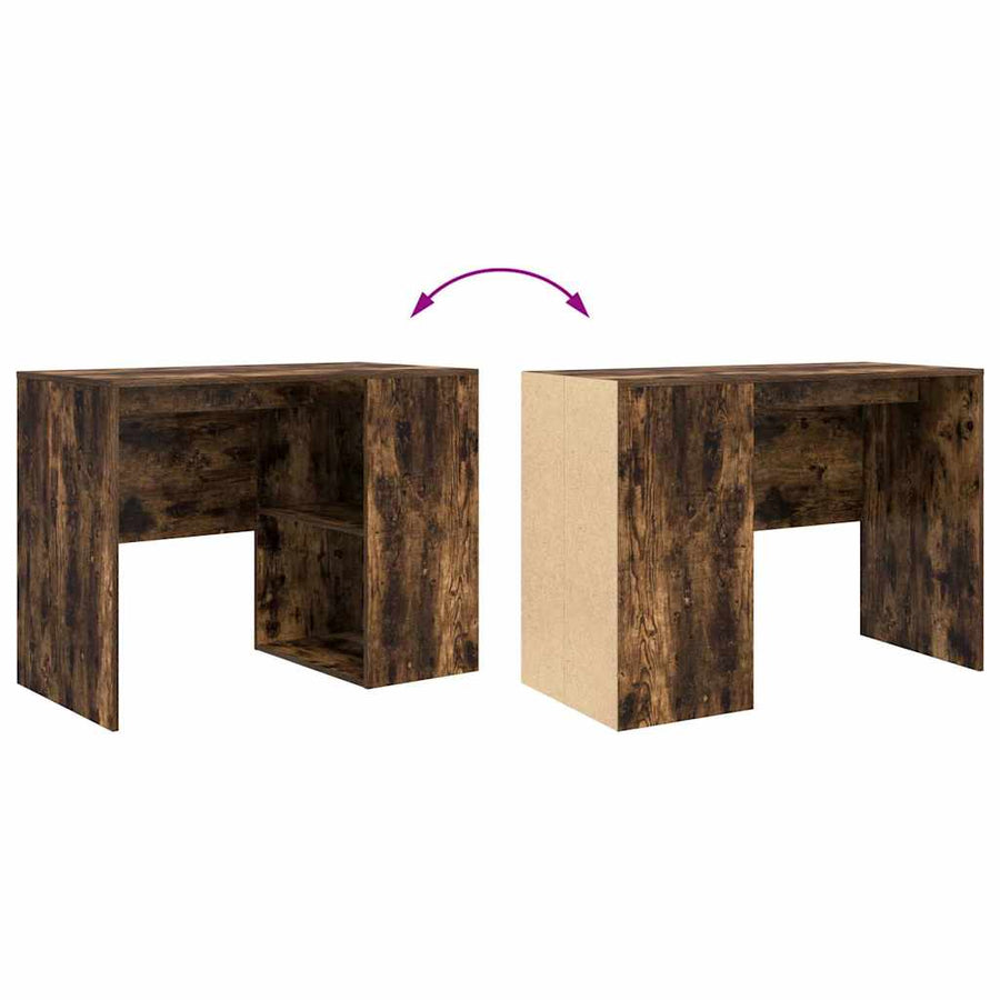 Bureau met plank Gerookt eiken 102 x 50 x 75 cm Bewerkt hout