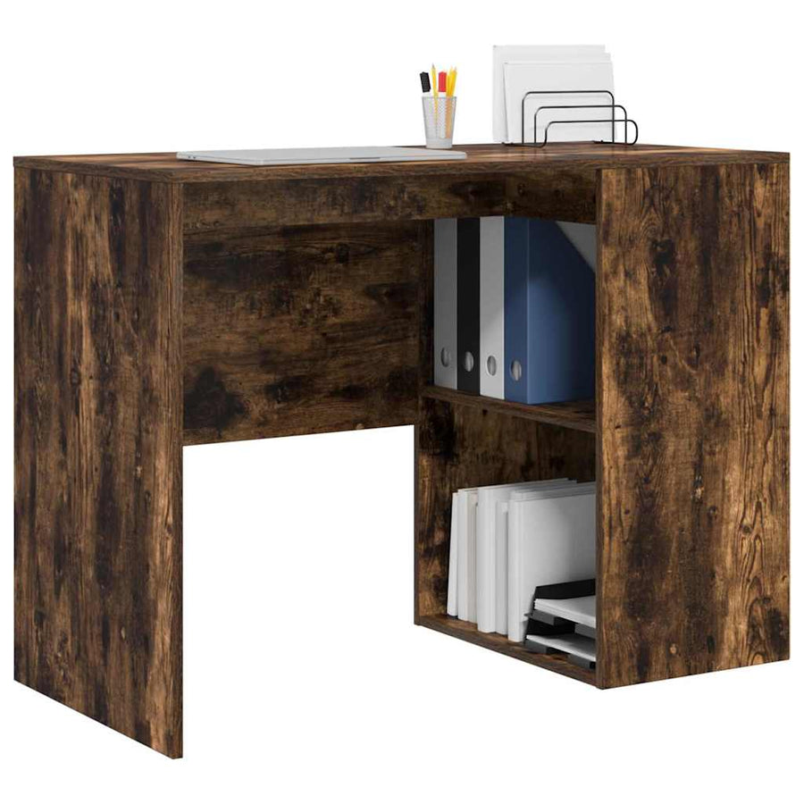 Bureau met plank Gerookt eiken 102 x 50 x 75 cm Bewerkt hout