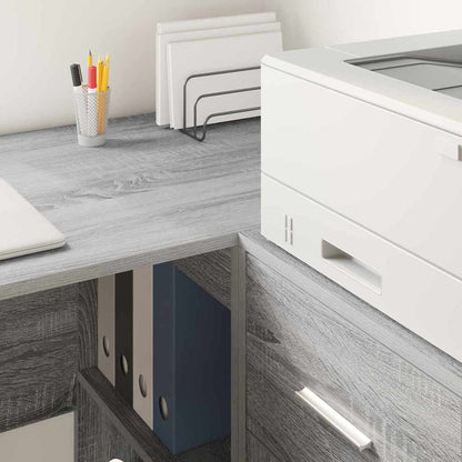Bureau met plank Grijs Sonoma 102 x 50 x 75 cm Bewerkt hout