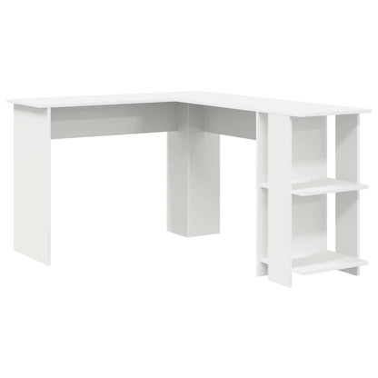 Hoekbureau met plank Wit 140 x 113,5 x 75 cm Bewerkt hout