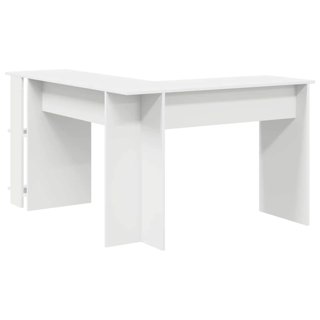 Hoekbureau met plank Wit 140 x 113,5 x 75 cm Bewerkt hout