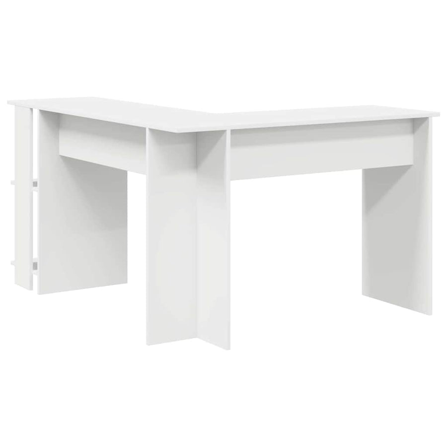 Hoekbureau met plank Wit 140 x 113,5 x 75 cm Bewerkt hout