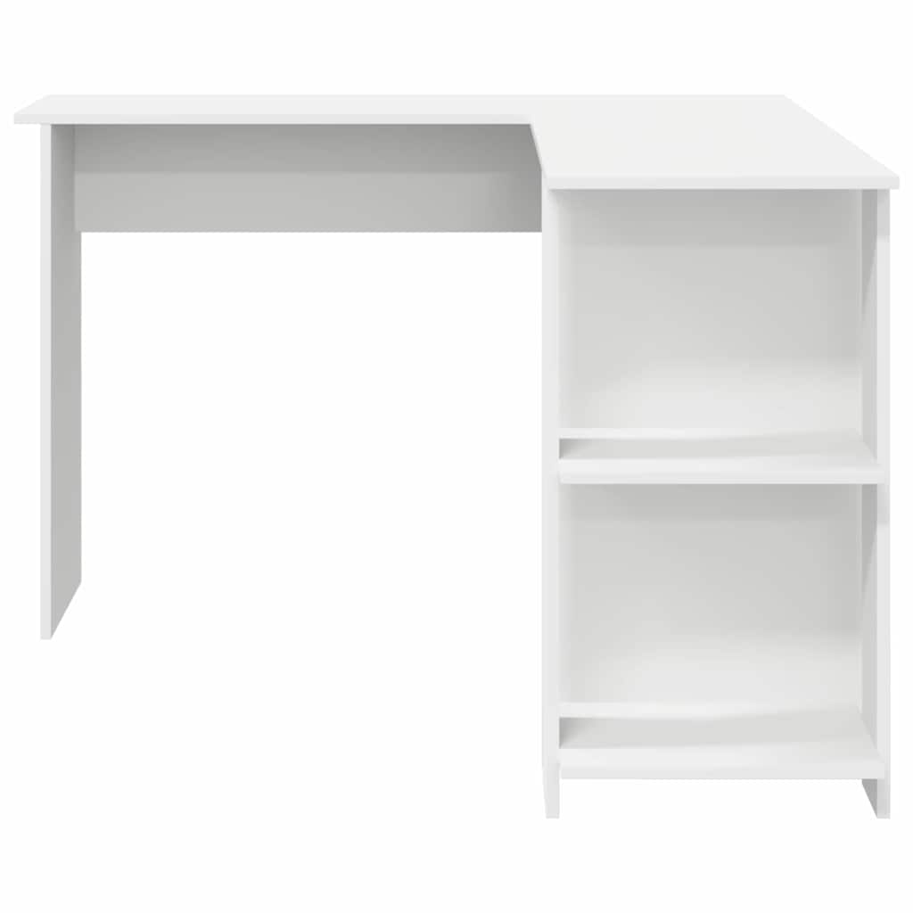 Hoekbureau met plank Wit 140 x 113,5 x 75 cm Bewerkt hout