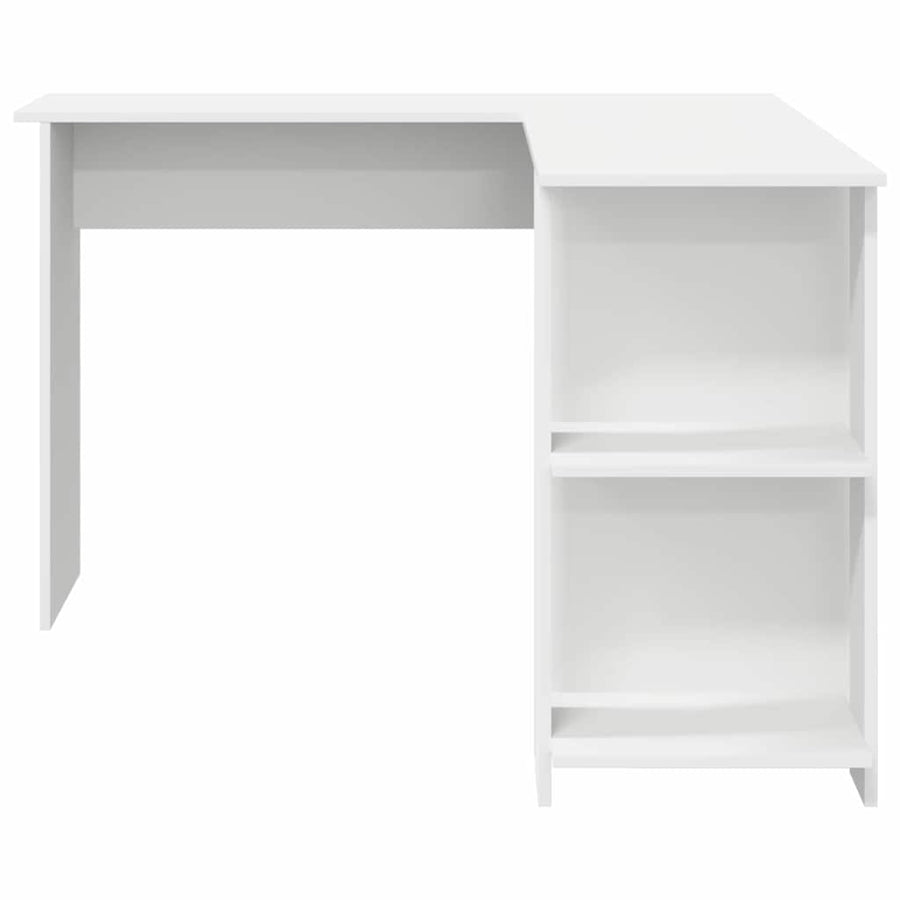 Hoekbureau met plank Wit 140 x 113,5 x 75 cm Bewerkt hout