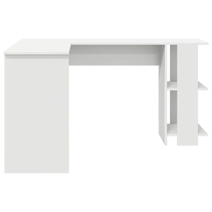 Hoekbureau met plank Wit 140 x 113,5 x 75 cm Bewerkt hout