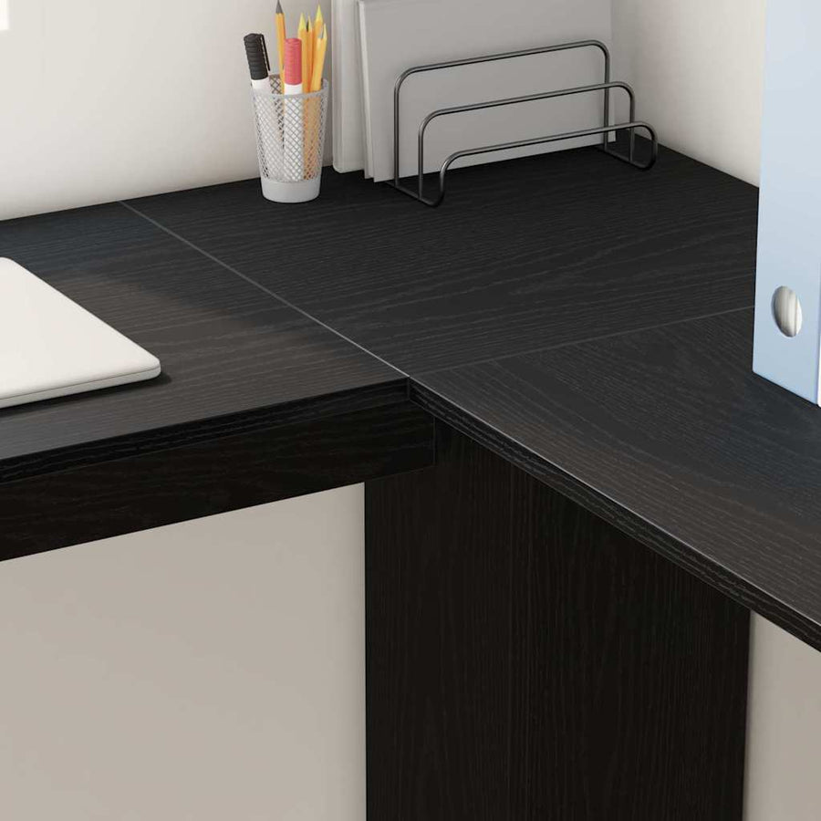 Hoekbureau Zwart Eiken 140 x 113,5 x 75 cm Bewerkt hout
