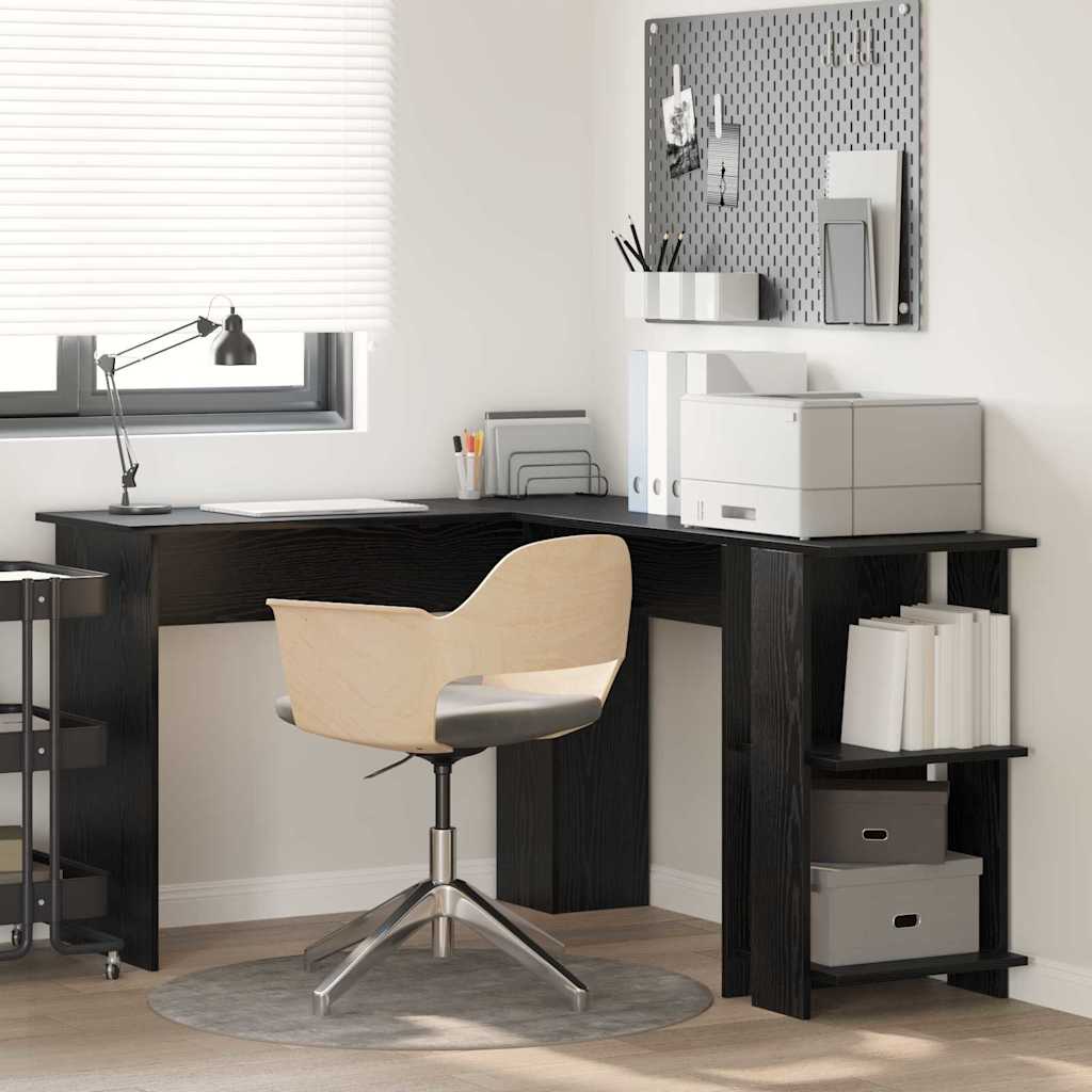 Hoekbureau Zwart Eiken 140 x 113,5 x 75 cm Bewerkt hout