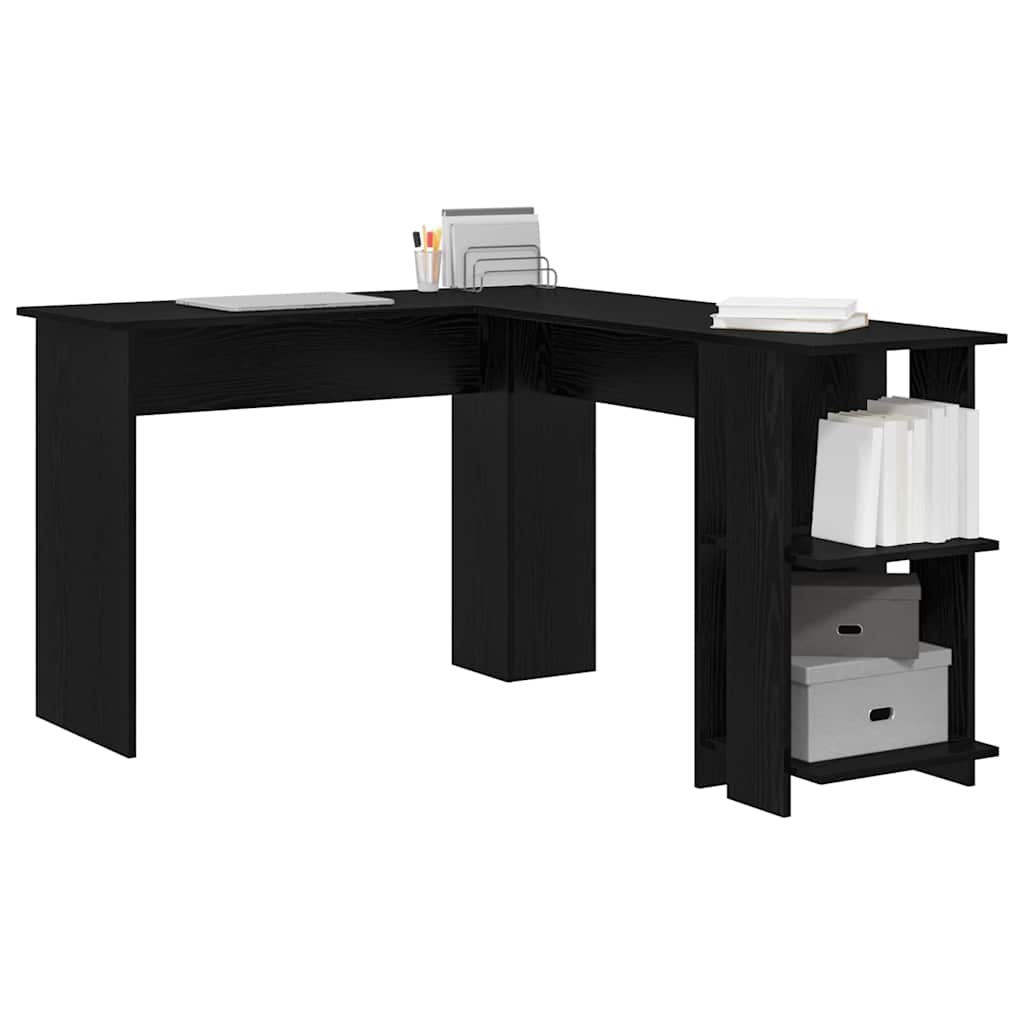 Hoekbureau Zwart Eiken 140 x 113,5 x 75 cm Bewerkt hout