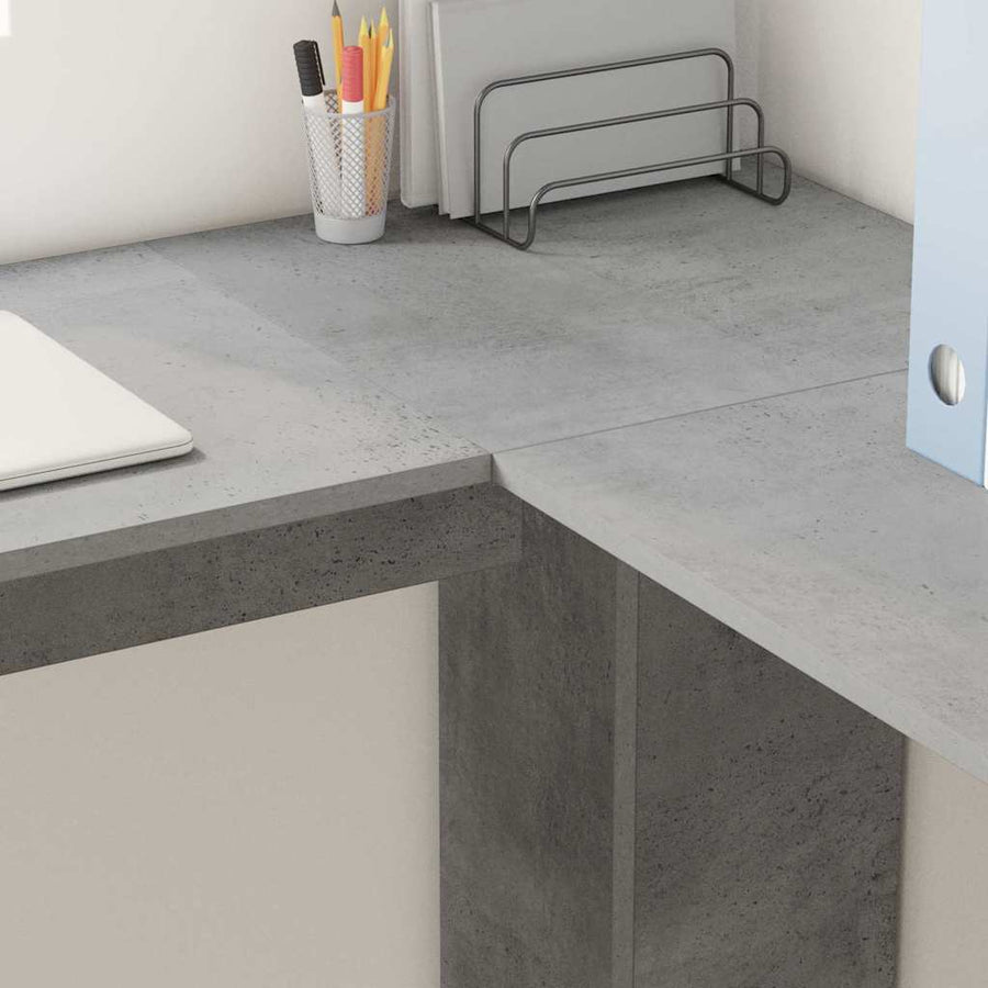Hoekbureau Beton Grijs 140 x 113,5 x 75 cm Bewerkt hout