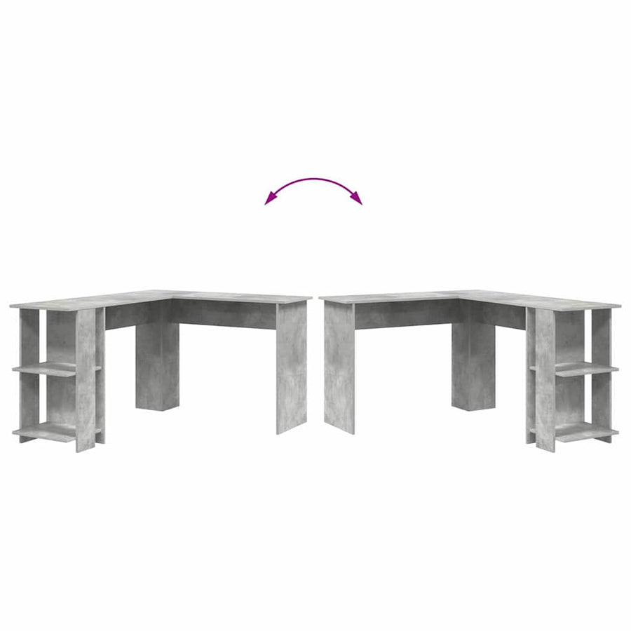Hoekbureau Beton Grijs 140 x 113,5 x 75 cm Bewerkt hout