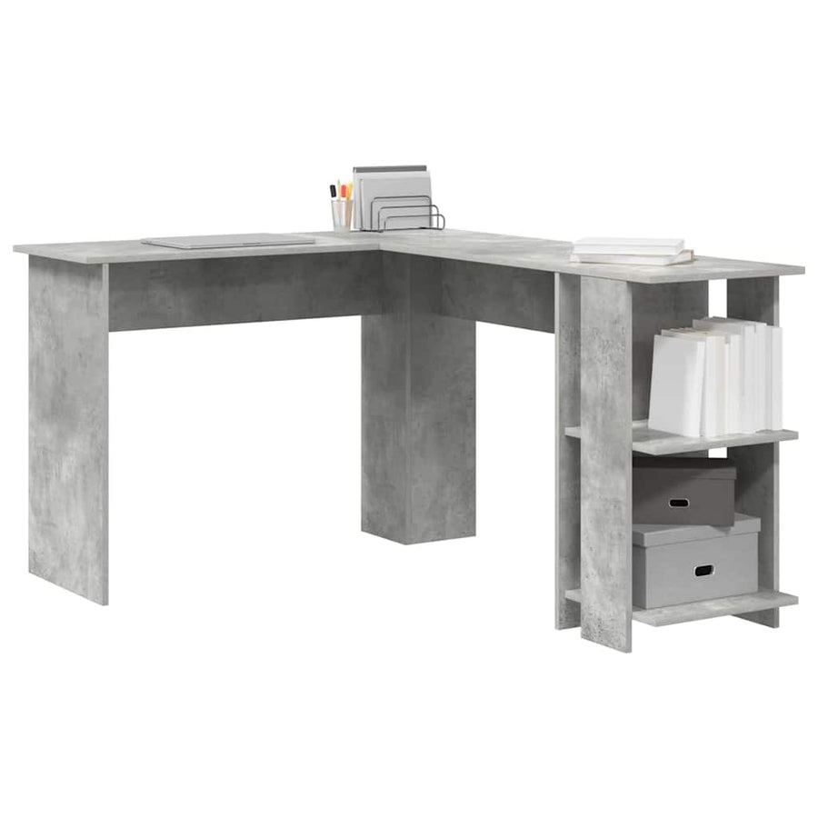 Hoekbureau Beton Grijs 140 x 113,5 x 75 cm Bewerkt hout