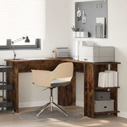 Hoekbureau 140x113,5x75 cm gerookt eiken bewerkt hout