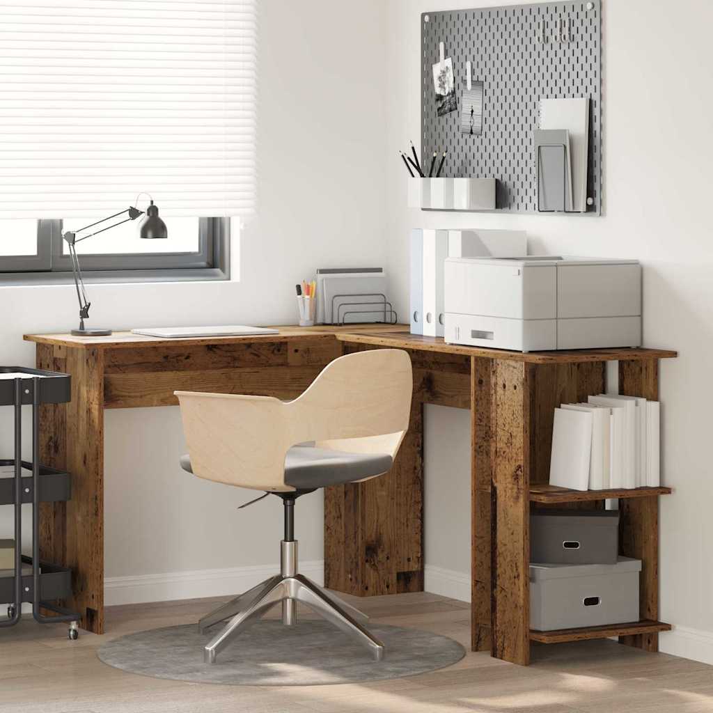 Hoekbureau met plank Oud Hout 140 x 113,5 x 75 cm Bewerkt hout