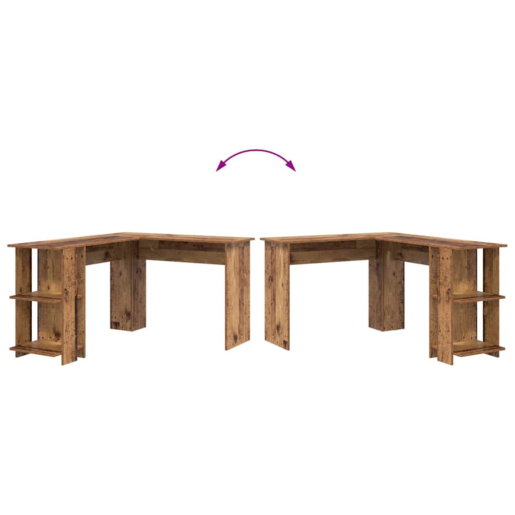 Hoekbureau met plank Oud Hout 140 x 113,5 x 75 cm Bewerkt hout