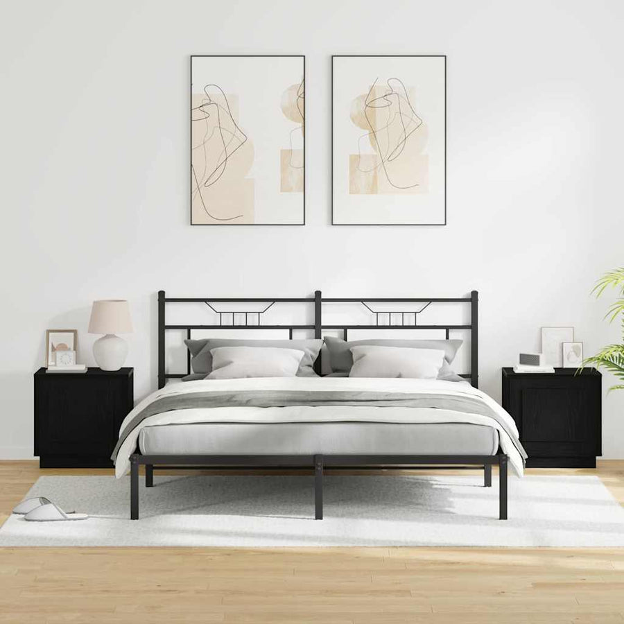 Nachtkastje 2 pcs Zwart 44 x 34,5 x 45 cm Bewerkt hout