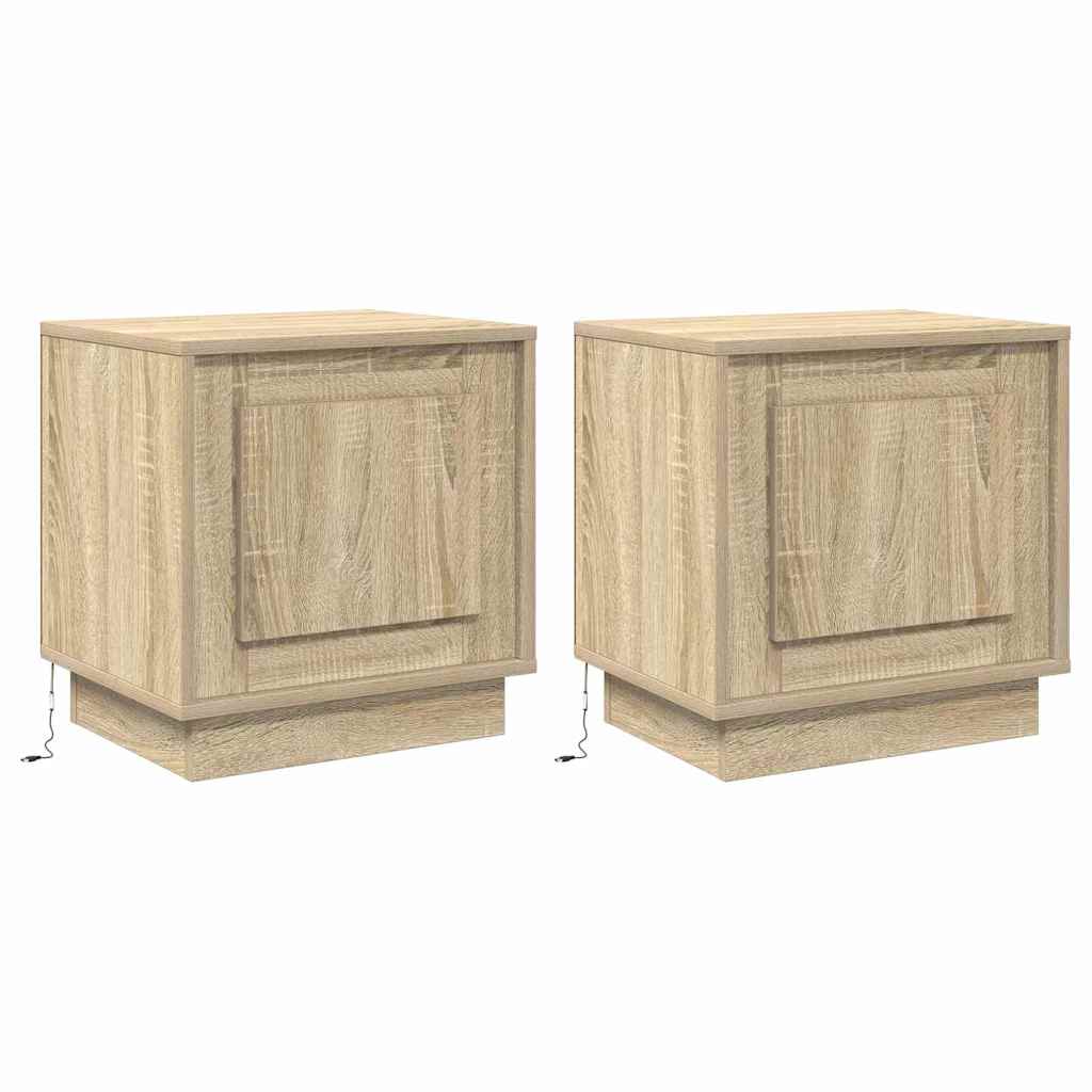 Nachtkastje 2 pcs Sonoma Eiken 44 x 34,5 x 45 cm Bewerkt hout