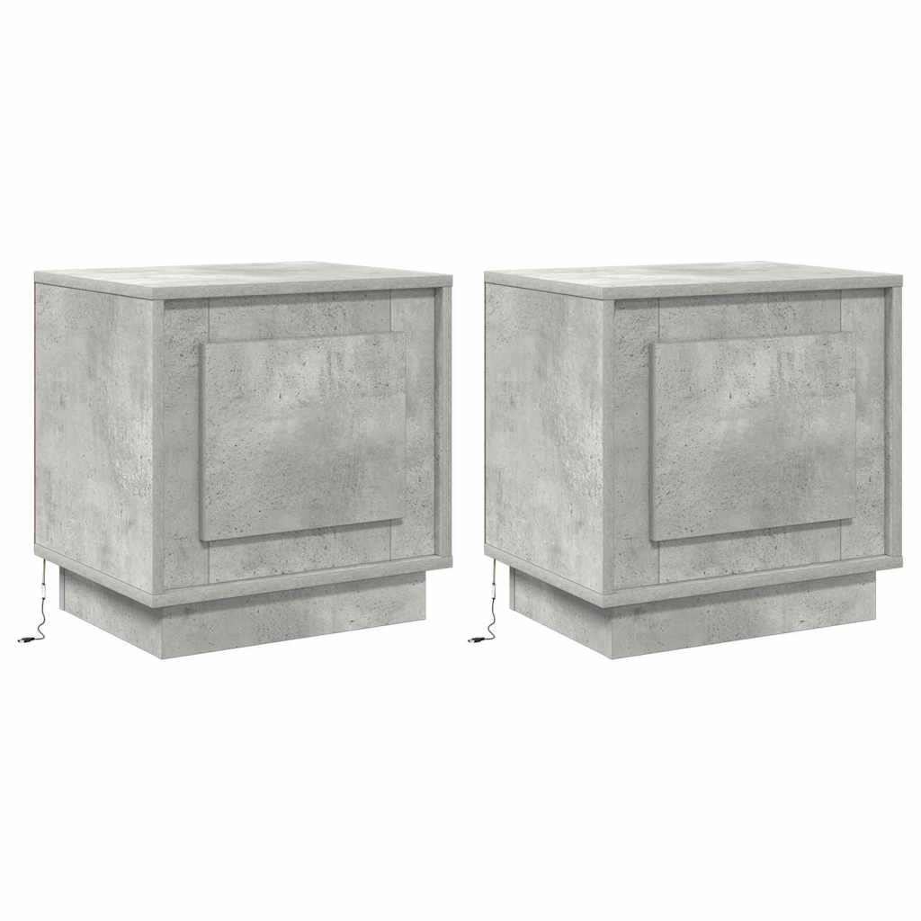 Nachtkastje 2 pcs Beton Grijs 44 x 34,5 x 45 cm Bewerkt hout