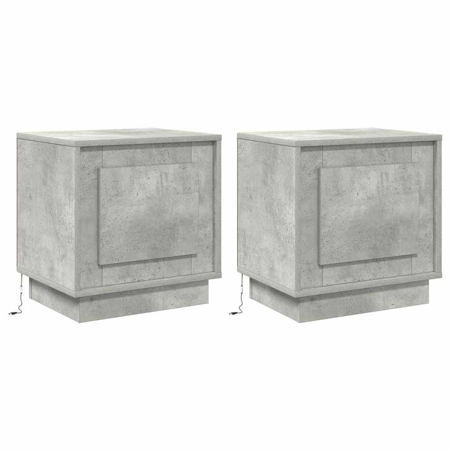 Nachtkastje 2 pcs Beton Grijs 44 x 34,5 x 45 cm Bewerkt hout