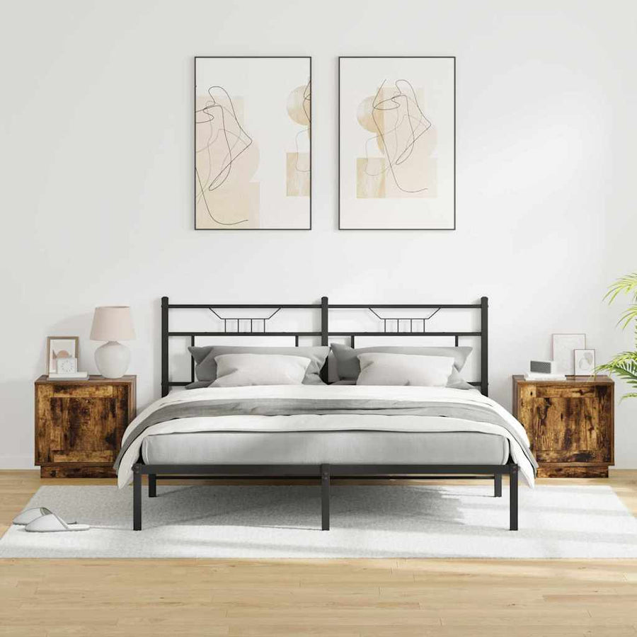 Nachtkastje 2 pcs Gerookt eiken 44 x 34,5 x 45 cm Bewerkt hout
