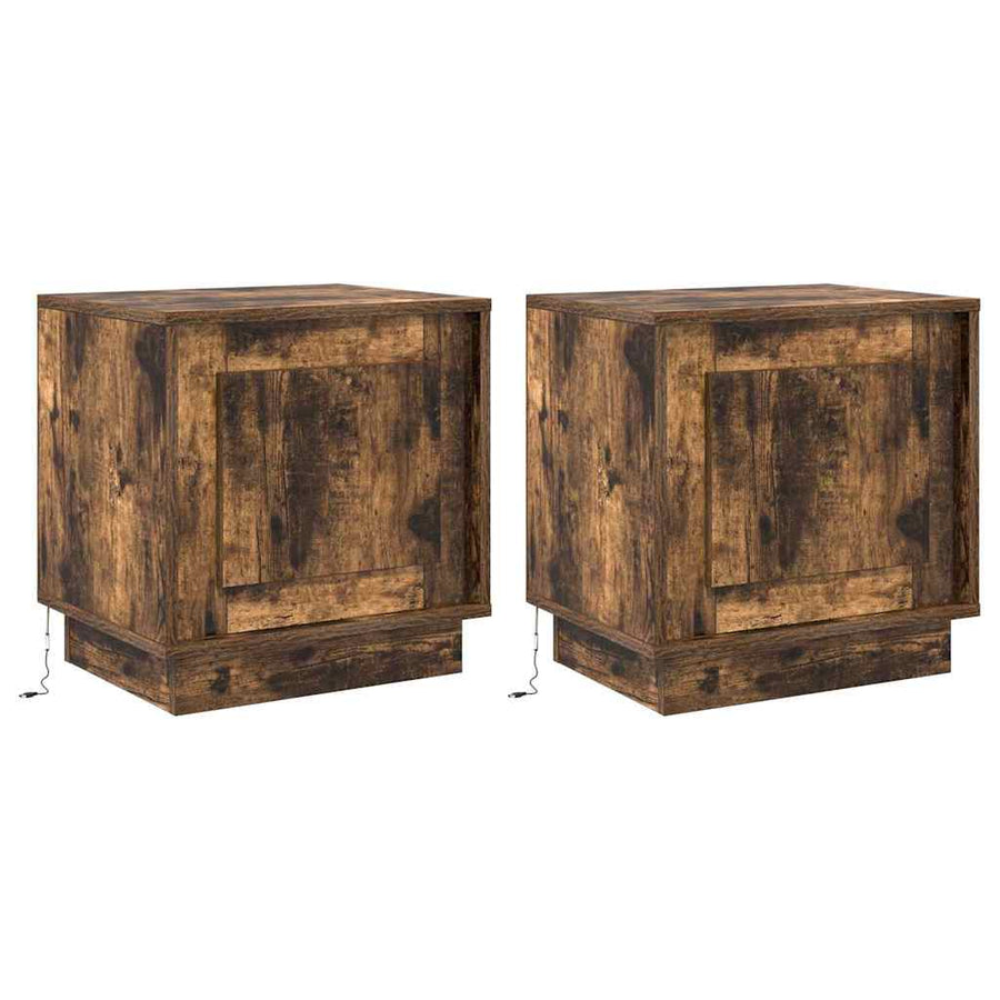 Nachtkastje 2 pcs Gerookt eiken 44 x 34,5 x 45 cm Bewerkt hout