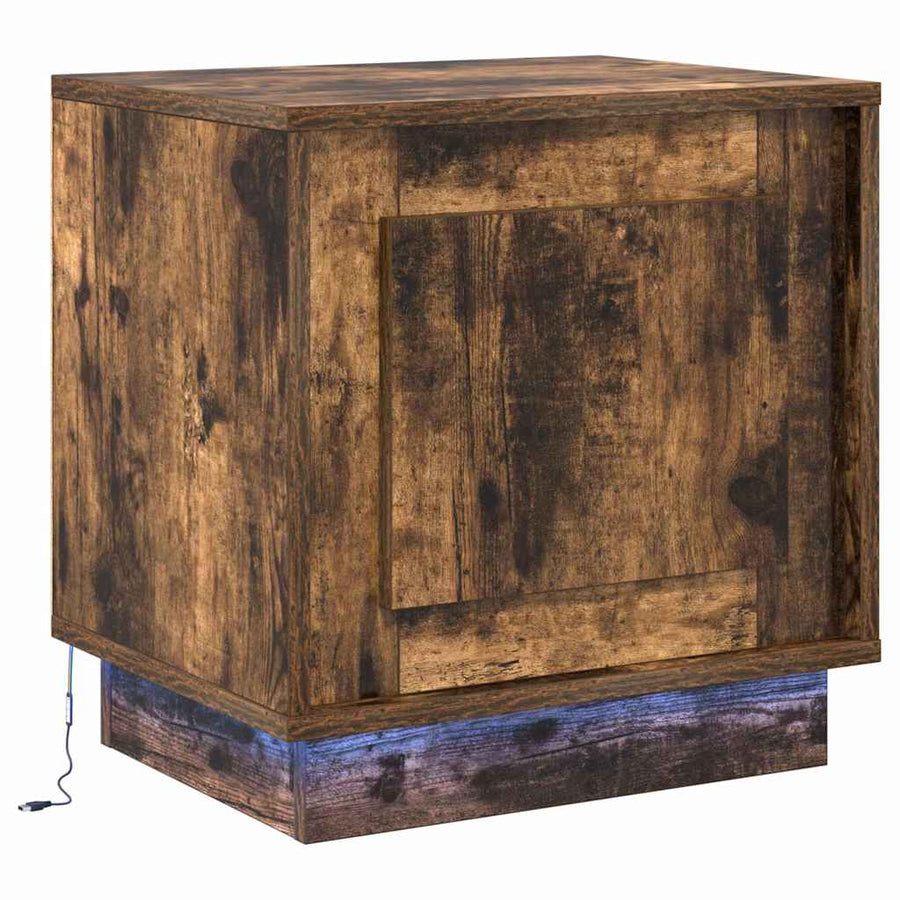 Nachtkastje 2 pcs Gerookt eiken 44 x 34,5 x 45 cm Bewerkt hout