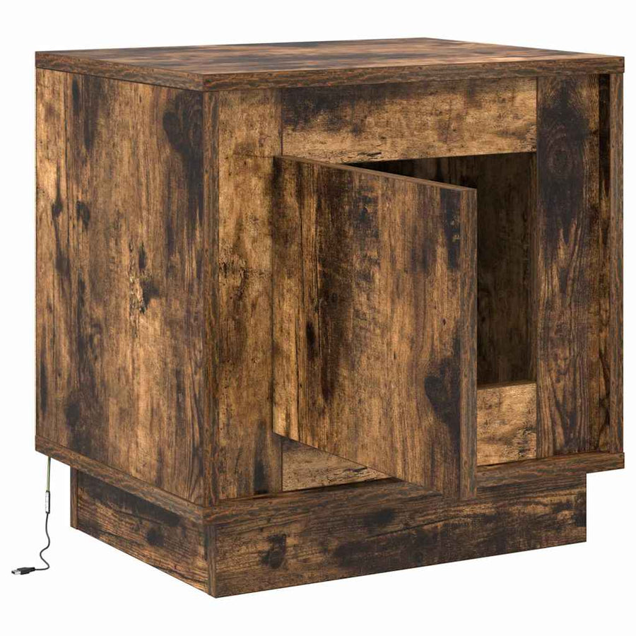 Nachtkastje 2 pcs Gerookt eiken 44 x 34,5 x 45 cm Bewerkt hout
