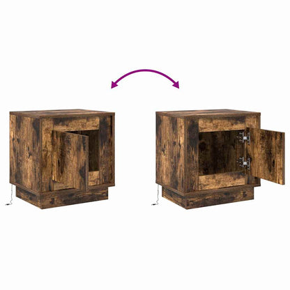 Nachtkastje 2 pcs Gerookt eiken 44 x 34,5 x 45 cm Bewerkt hout
