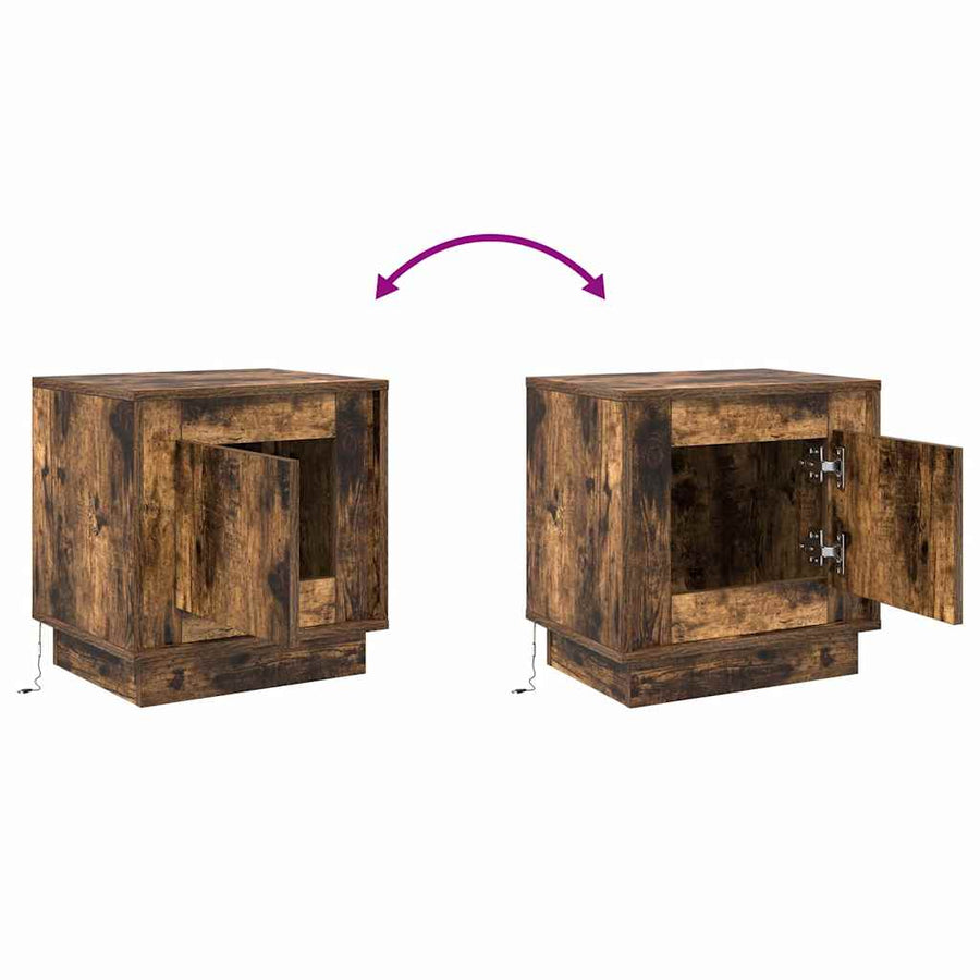 Nachtkastje 2 pcs Gerookt eiken 44 x 34,5 x 45 cm Bewerkt hout