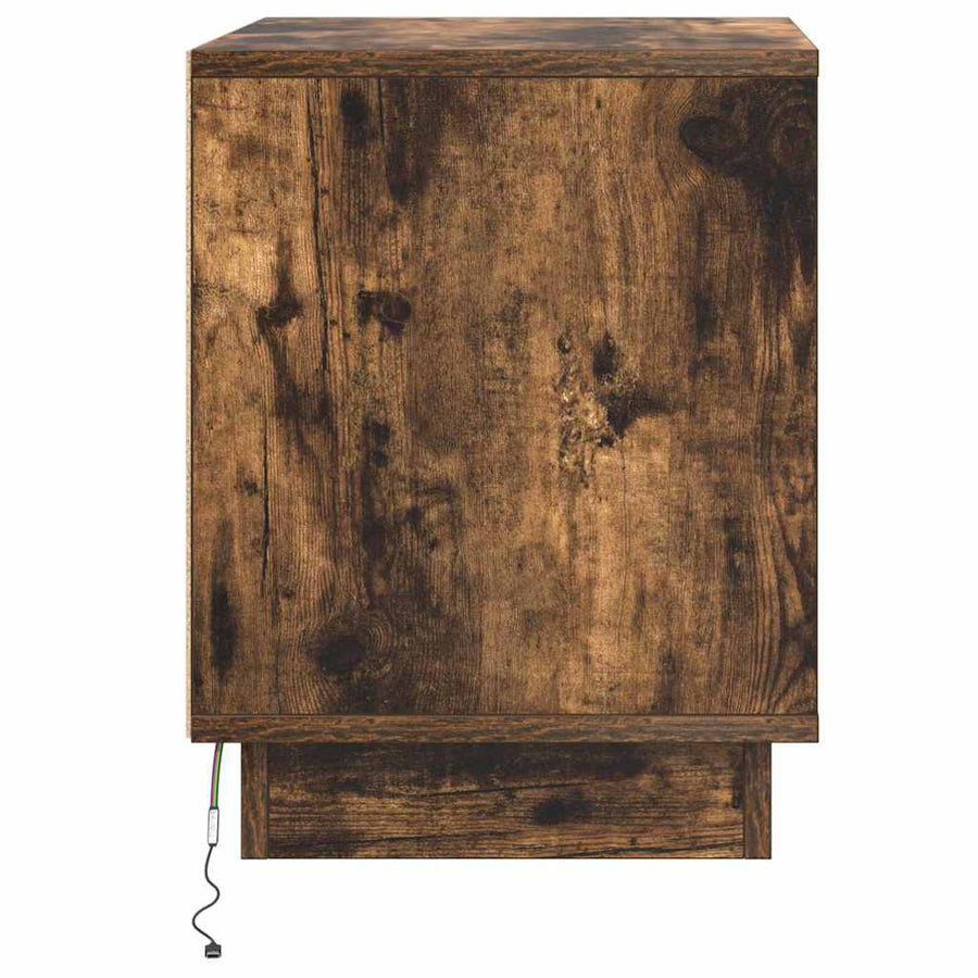 Nachtkastje 2 pcs Gerookt eiken 44 x 34,5 x 45 cm Bewerkt hout