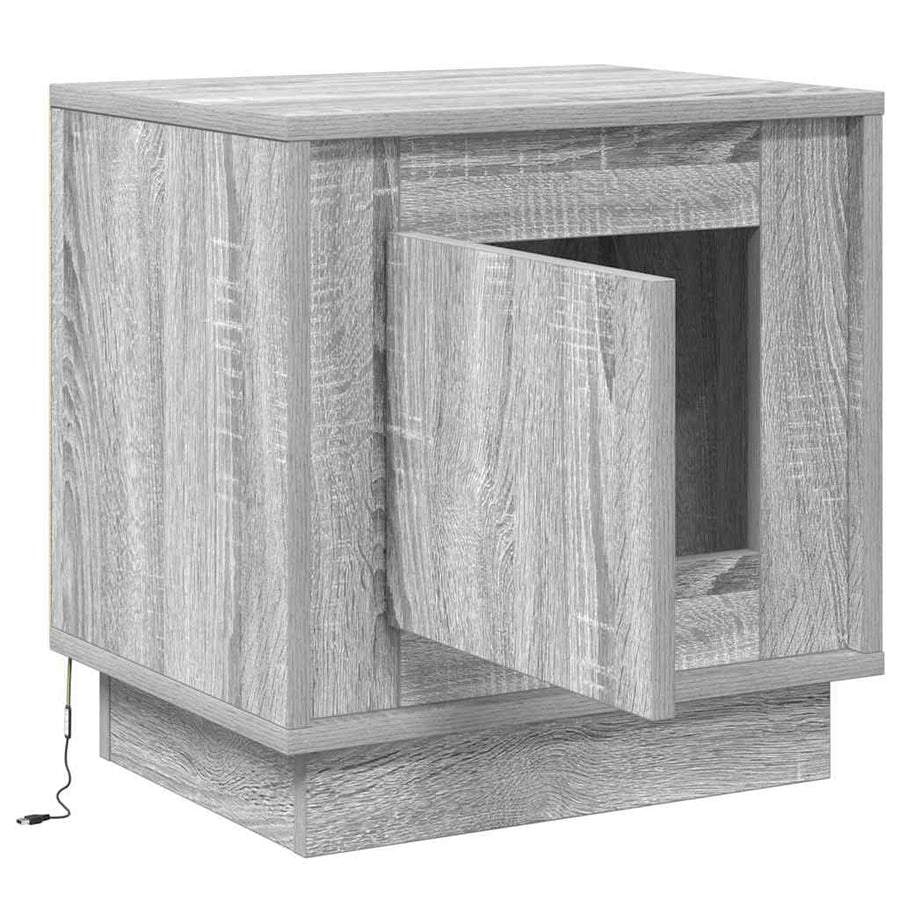 Nachtkastje Grijs 44 x 34,5 x 45 cm Bewerkt hout