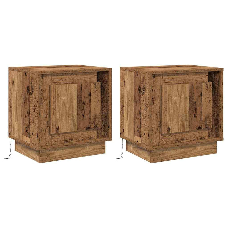 Nachtkastje 2 pcs Oudhout 44 x 34,5 x 45 cm Bewerkt hout